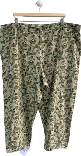 Anthropologie Green Camouflage Print Trousers UK 26W