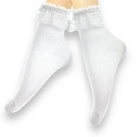 Frilly White Lace Ruffle Ankle Socks