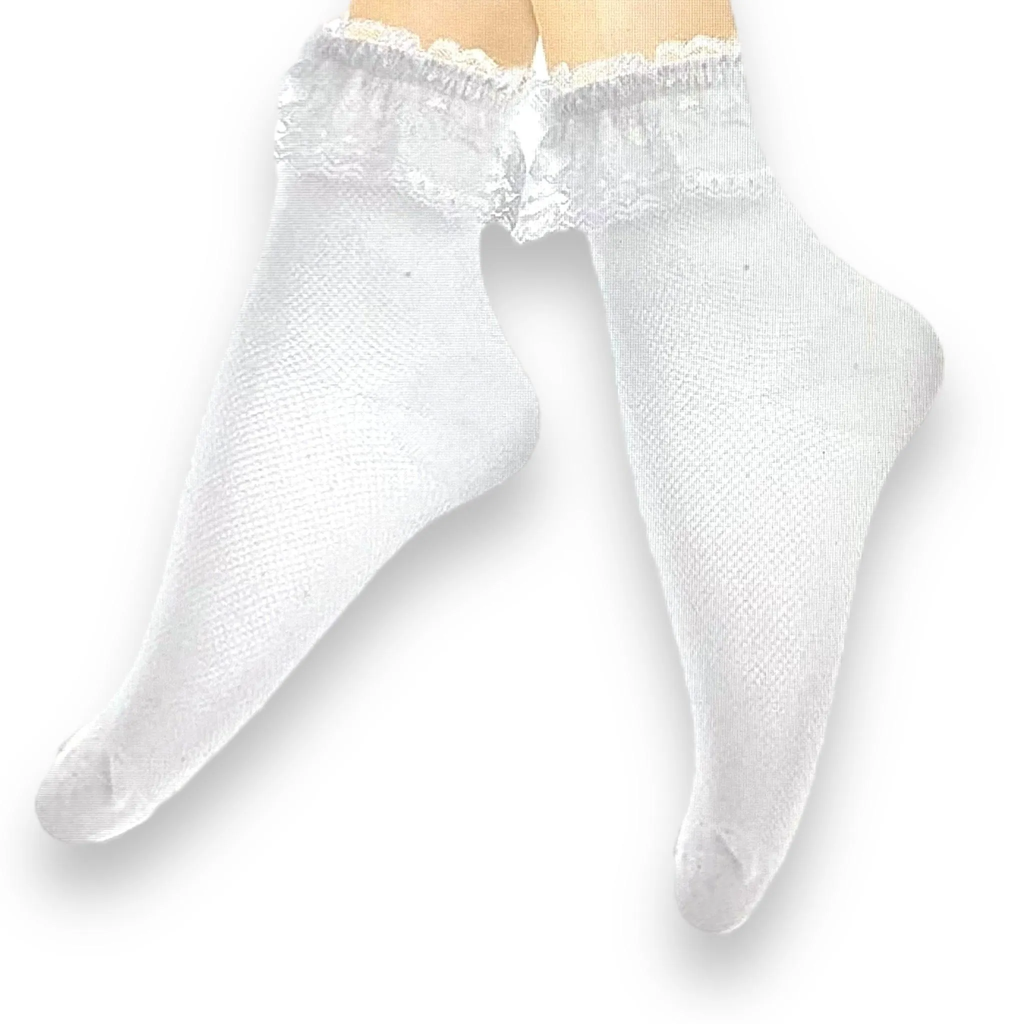 Frilly White Lace Ruffle Ankle Socks
