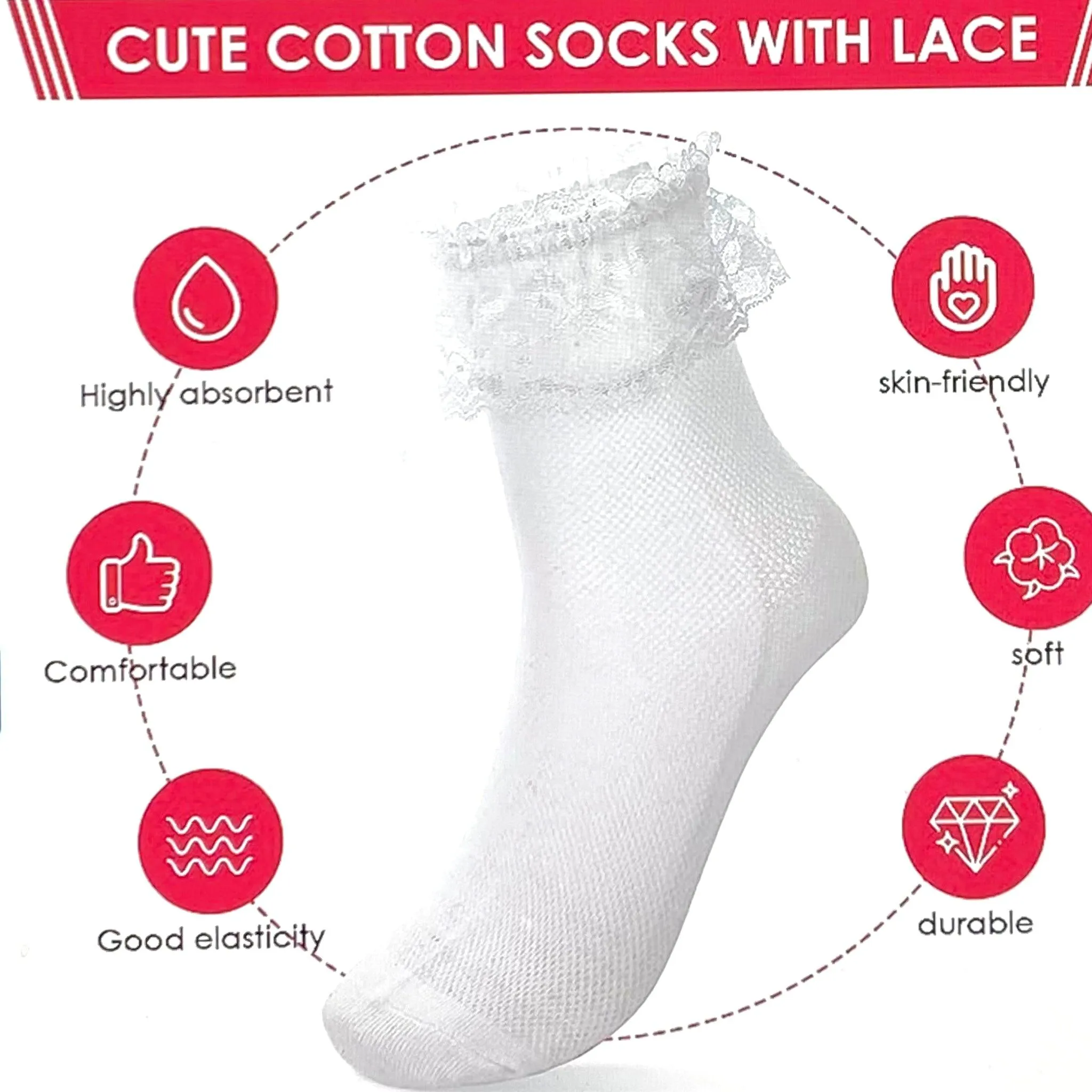 Frilly White Lace Ruffle Ankle Socks