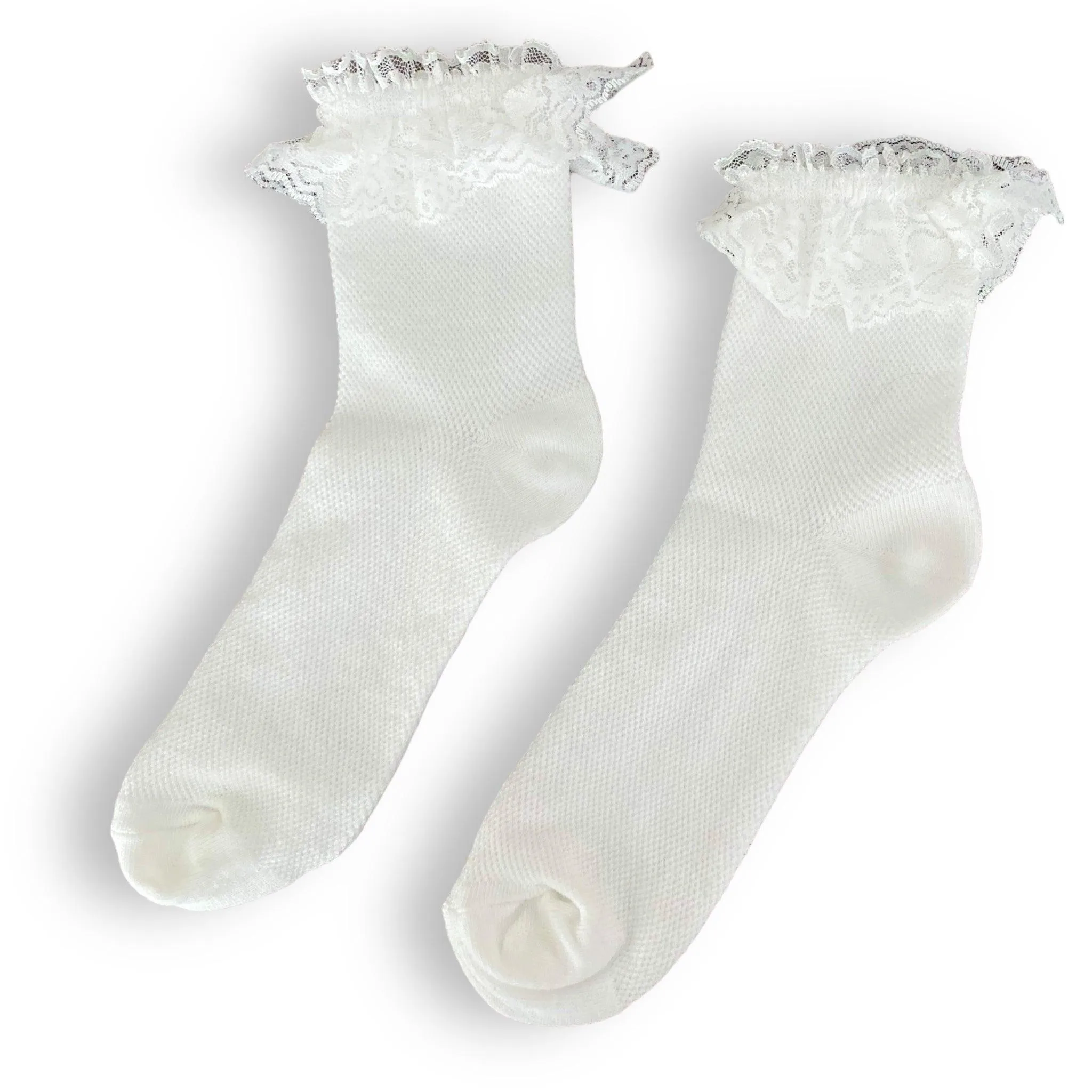 Frilly White Lace Ruffle Ankle Socks