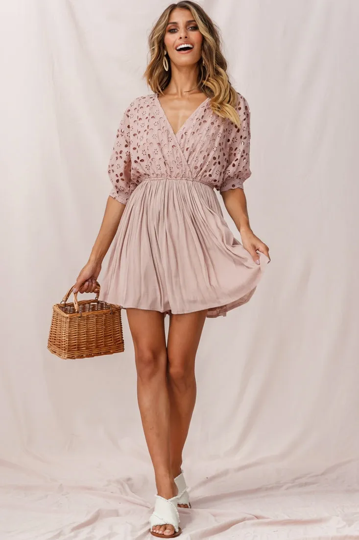 Indi Broderie Anglaise Swing Dress Mocha