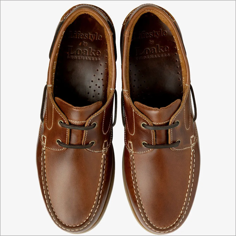 Loake Lymington Brown Waxy Boat Shoe--