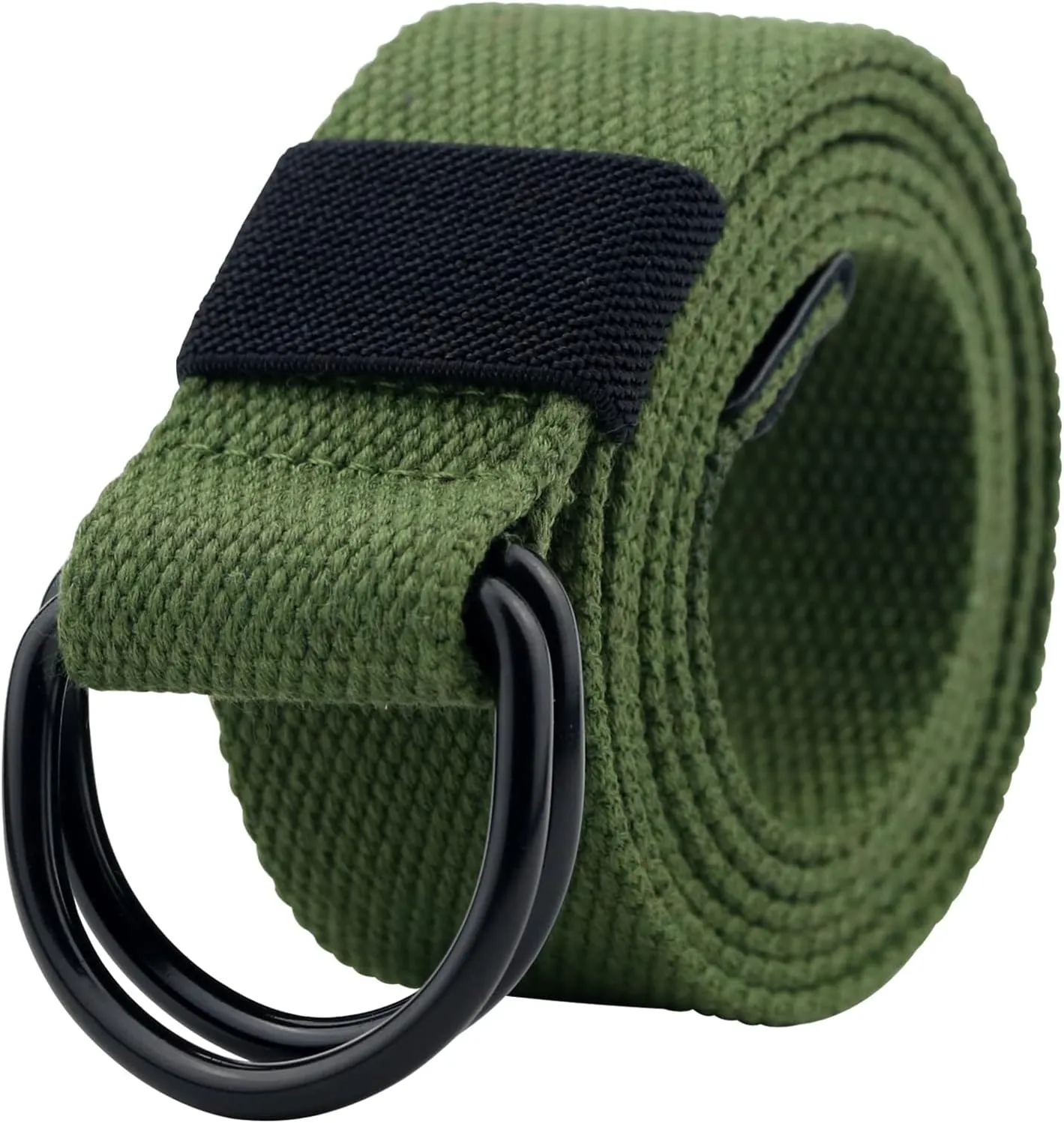 maikun Mens & Womens Canvas Belt with Black D-ring Buckle 1 1/2" Wide Solid Color Fabric Belt for Men