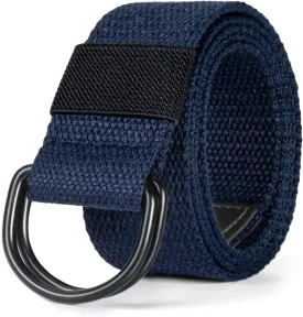 maikun Mens & Womens Canvas Belt with Black D-ring Buckle 1 1/2" Wide Solid Color Fabric Belt for Men