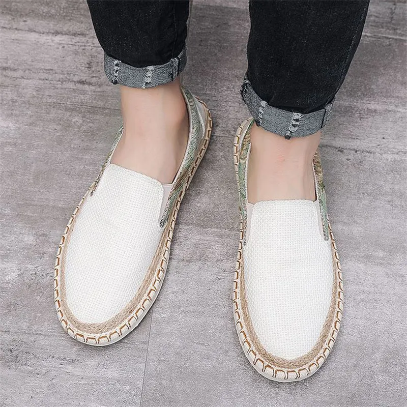 Men's Side Floral Print Patchwork Fisherman Canvas Shoes