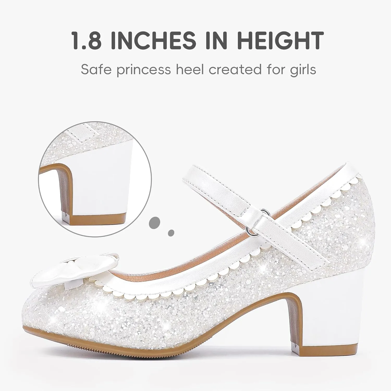 Princess Shoes High Heel Toddler Girls Dress Shoes Cute Bowknot Sparkle Mary Jane Flower Girls Wedding Birthday Party Prom for Little Big Kids