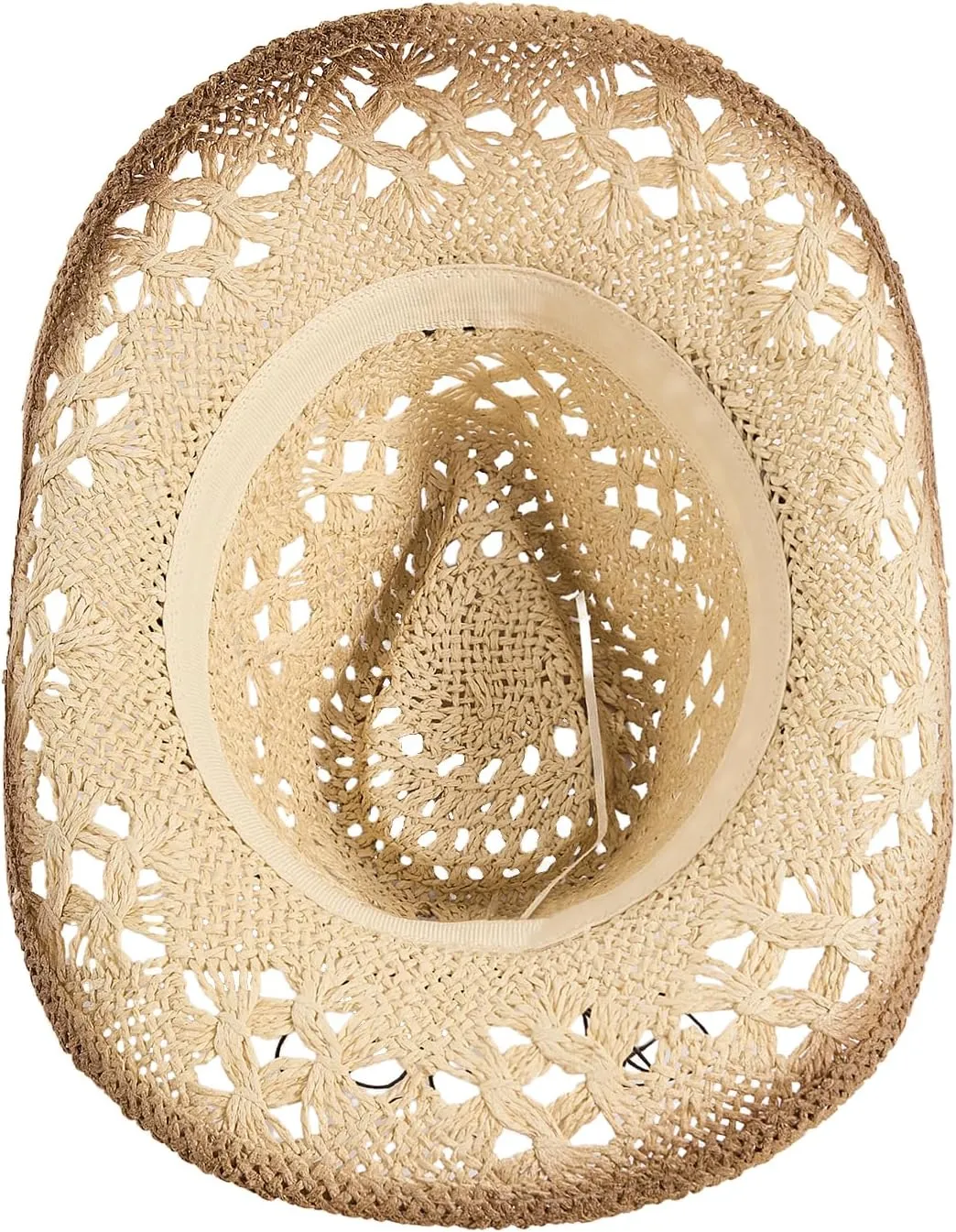 QWINEE Western Straw Cowboy Hat Cowgirl Hats Hollow Out Summer Beach Sun Hat for Women Men
