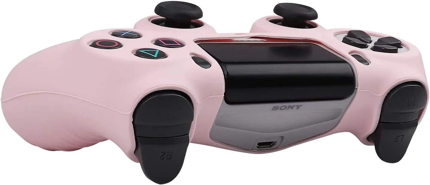 RALAN Pink Controller Skins for PS4, Silicone Controller Cover Skin Protector Compatible with PS4 Slim/PS4 Pro Controller (Pink Pro Thumb Grip x 6,Skull Cap Grip x 2)(Camouflage Pink White Pink