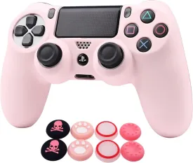 RALAN Pink Controller Skins for PS4, Silicone Controller Cover Skin Protector Compatible with PS4 Slim/PS4 Pro Controller (Pink Pro Thumb Grip x 6,Skull Cap Grip x 2)(Camouflage Pink White Pink