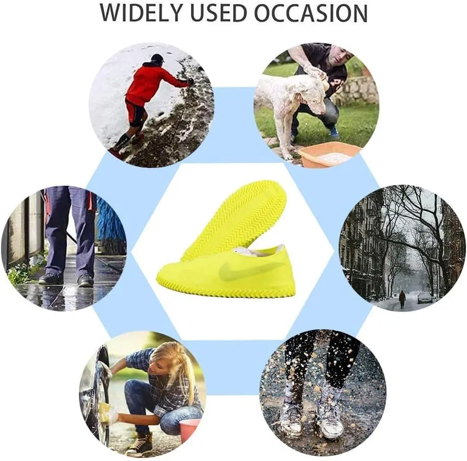Waterproof Shoe Covers, Non-Slip Water Resistant Overshoes Silicone Rubber Rain Shoe Cover Outdoor cycling Protectors apply to Men, Women, Kids (Large, Black)